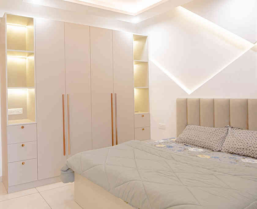 Wardrobe Interior With Lights and High Gloss Shutter	