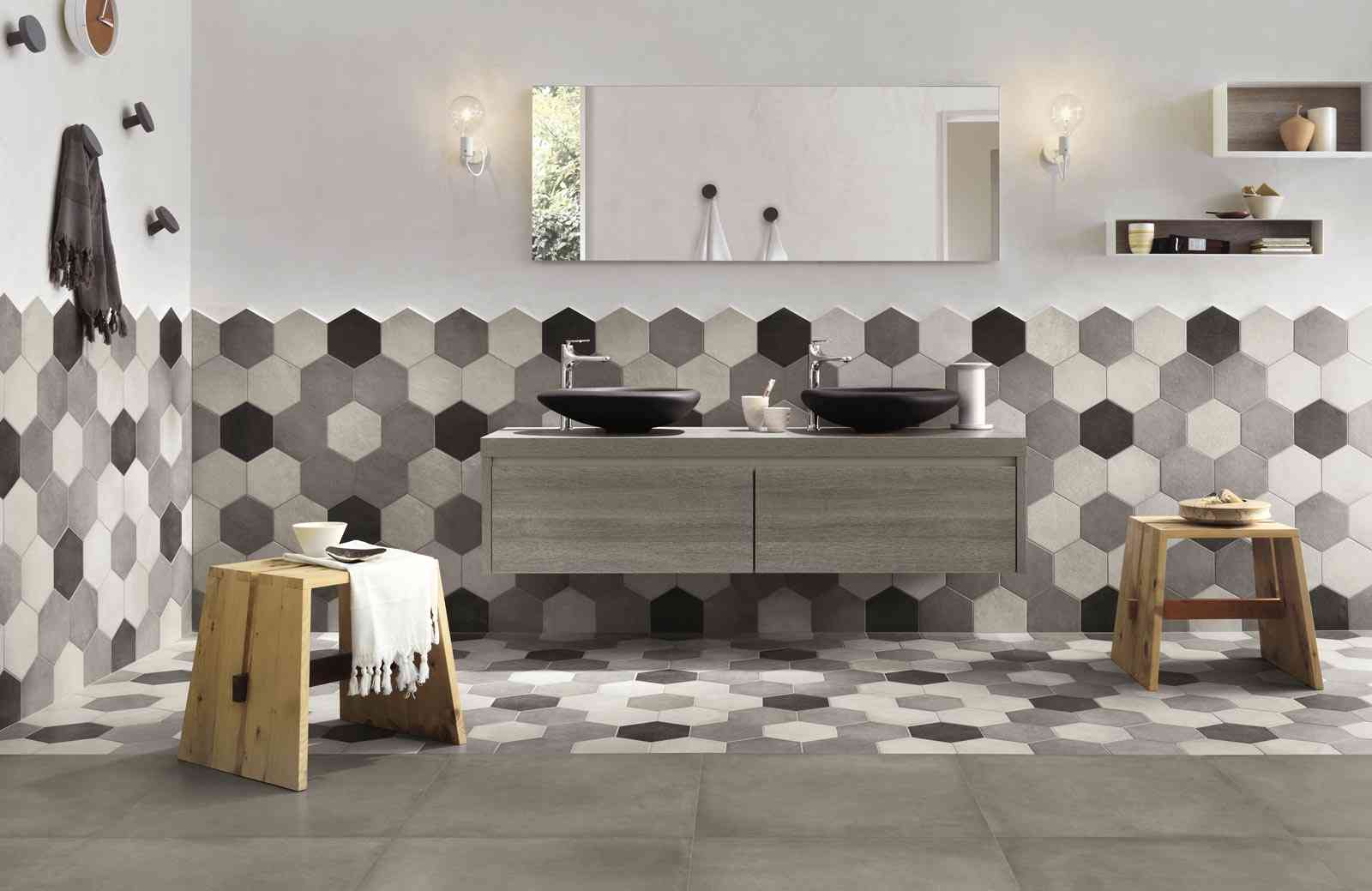 Bathroom Walls Hexagon Tiles