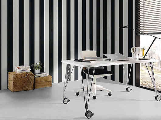 Black-White-Striped-office -Wallpaper