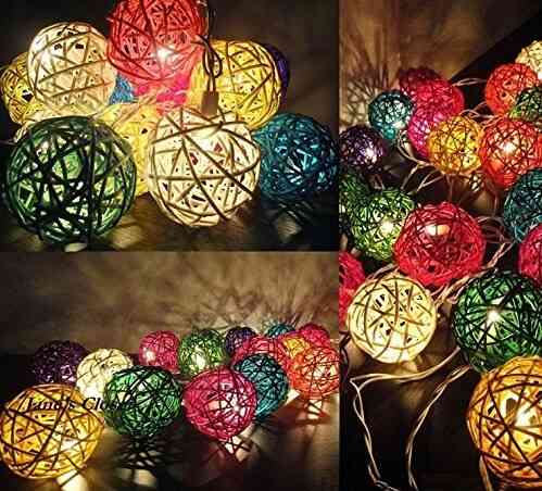 20 Mixed Color Rattan Ball String Lights Series