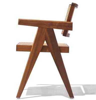 Teak Wood Finish Cane Backrest Chair