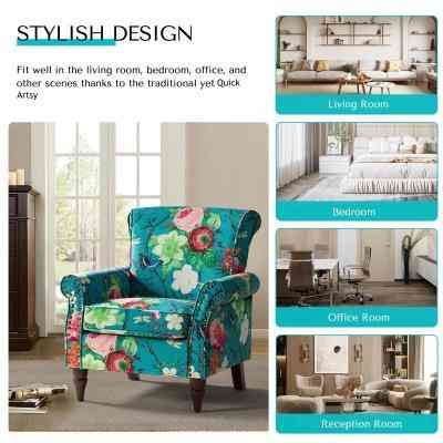 Traditional Accent Armchair with Rolled Arms by Quick Artsy