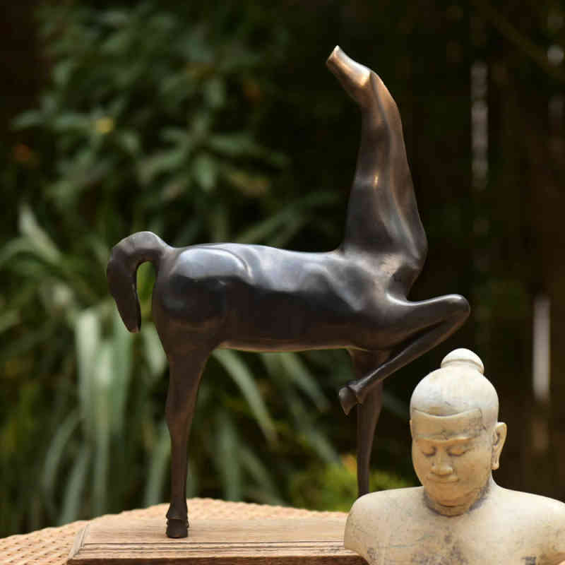 Antique Black Horse Sculpture
