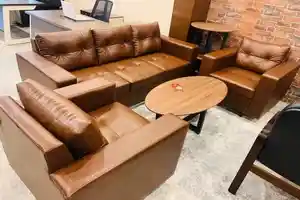 3+1+1 seater sofa with premium brown leather 