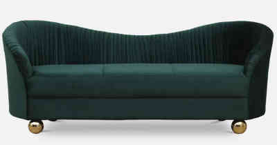 Turquoise Fabric 3 Seater Sofa