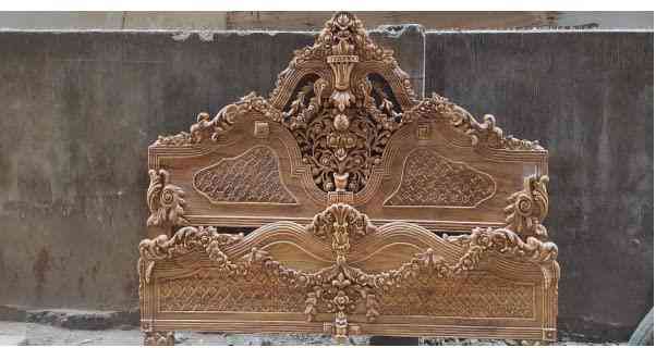 Luxury Carved Wooden Bed Headboard
