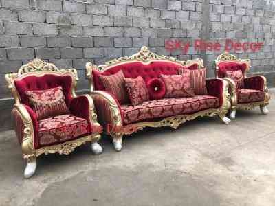 Sky Rise Decor Luxury carved wooden sofa in solid teak wood 