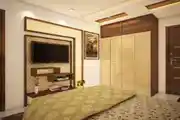 Modern Master Bedroom Design With Wall TV Cabinet