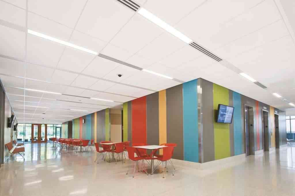 Office Cafeteria Design With Many Colour Wall