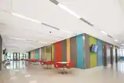 Office Cafeteria Design With Many Colour Wall