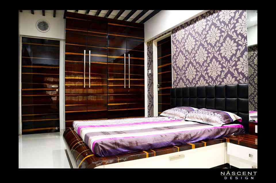 Modern Master Bedroom Design With Dark Brown Wardrobe Design