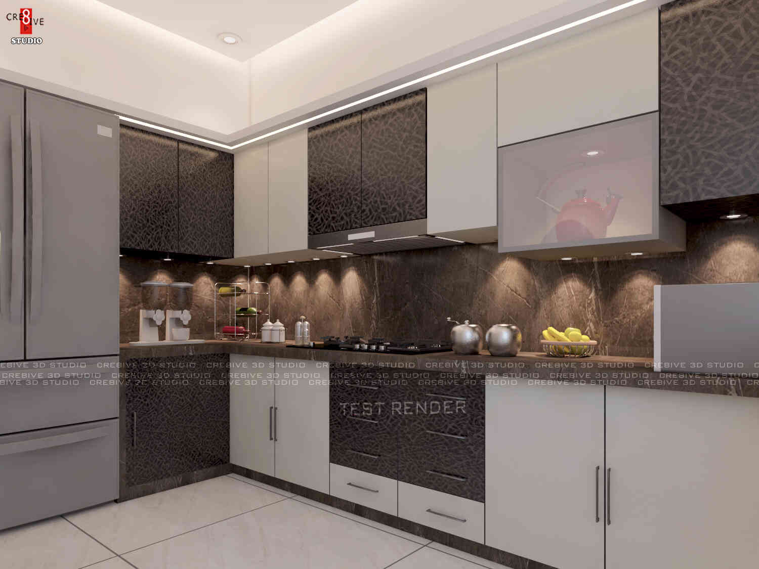 Modern L-Shaped Parallel Kitchen Design With A Glossy Finish