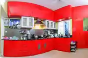 Contemporary Kitchen Design With Red Coloured Cabinets