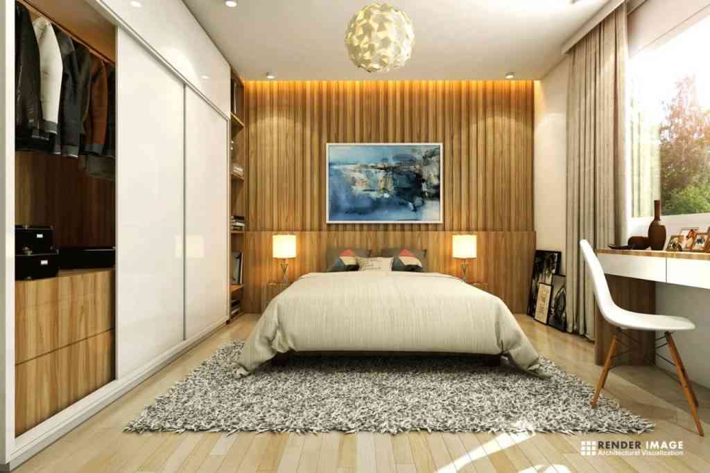 Small Bedroom Interior With Space Saving Furniture