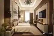 Master Bedroom Interior with LED Panel