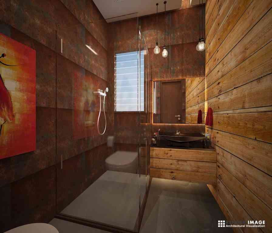 Bathroom Interior with Wooden Touch Tiles