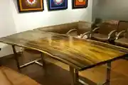 4 Seater Live Edge Solid Wood Slab Dining Table