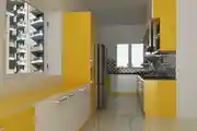 Classic Modular Parallel Kitchen Design With Yellow Cabinets