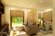 Mid-Century Modern Living Room Design With Metal Divider