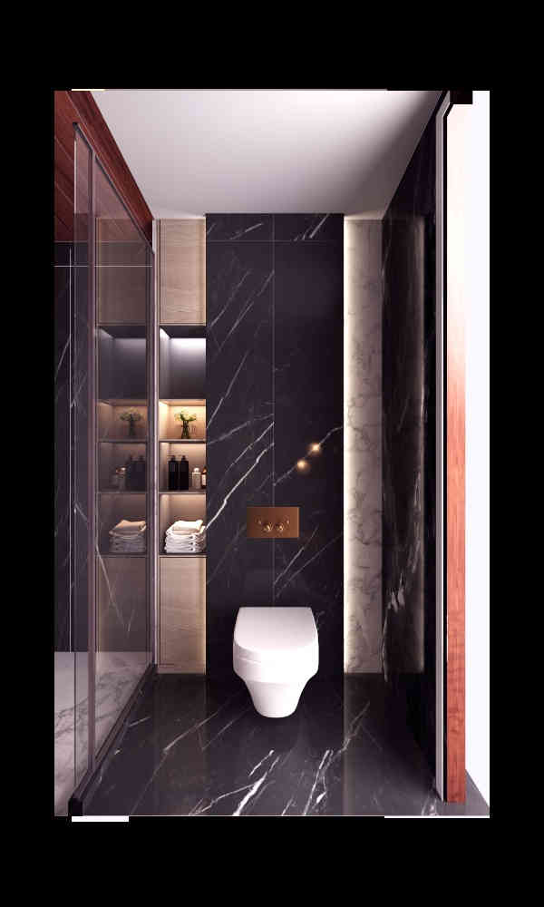 Luxury Black Marble Bathroom with Modern Elegance