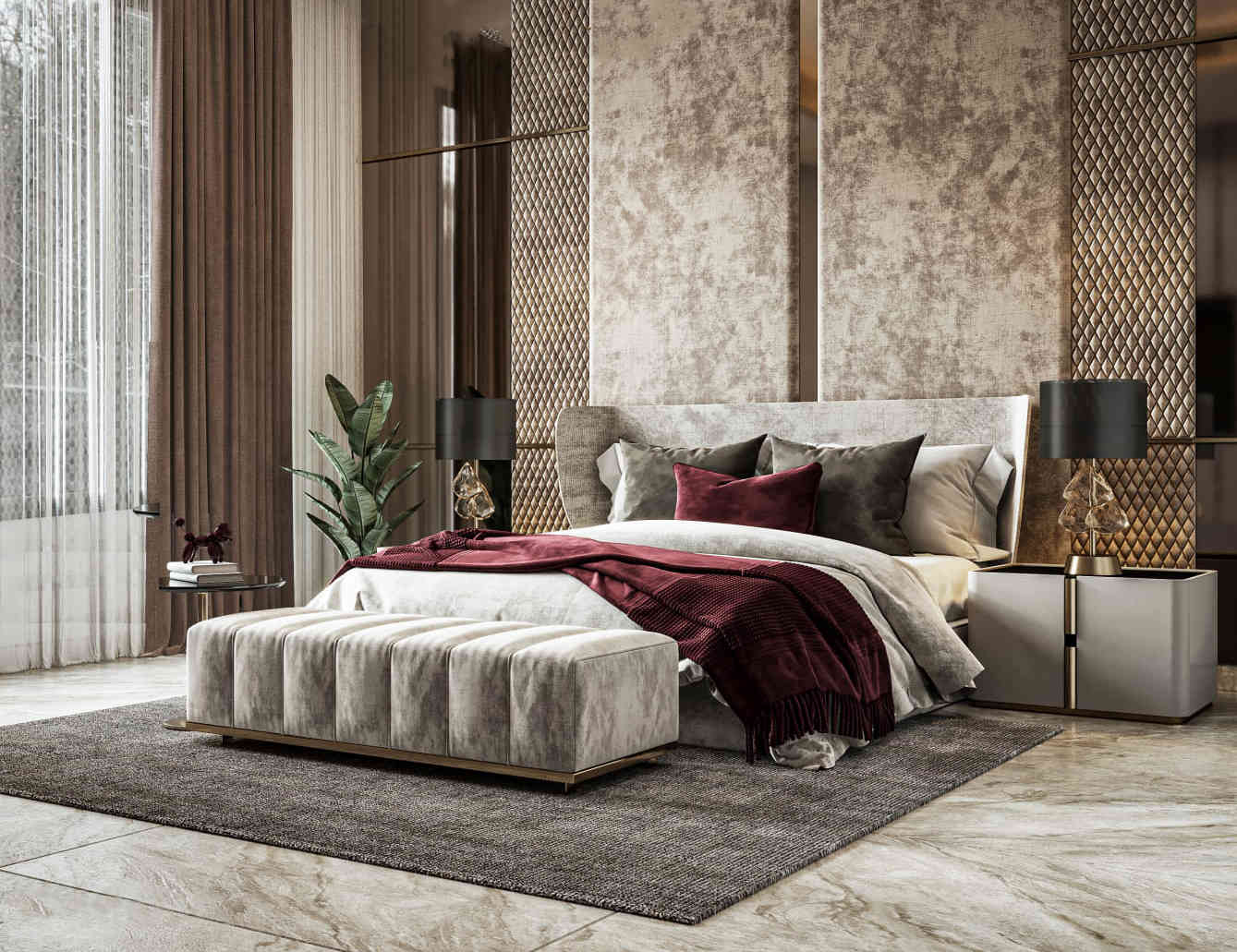 Elegant Modern Bedroom with Luxe Accents