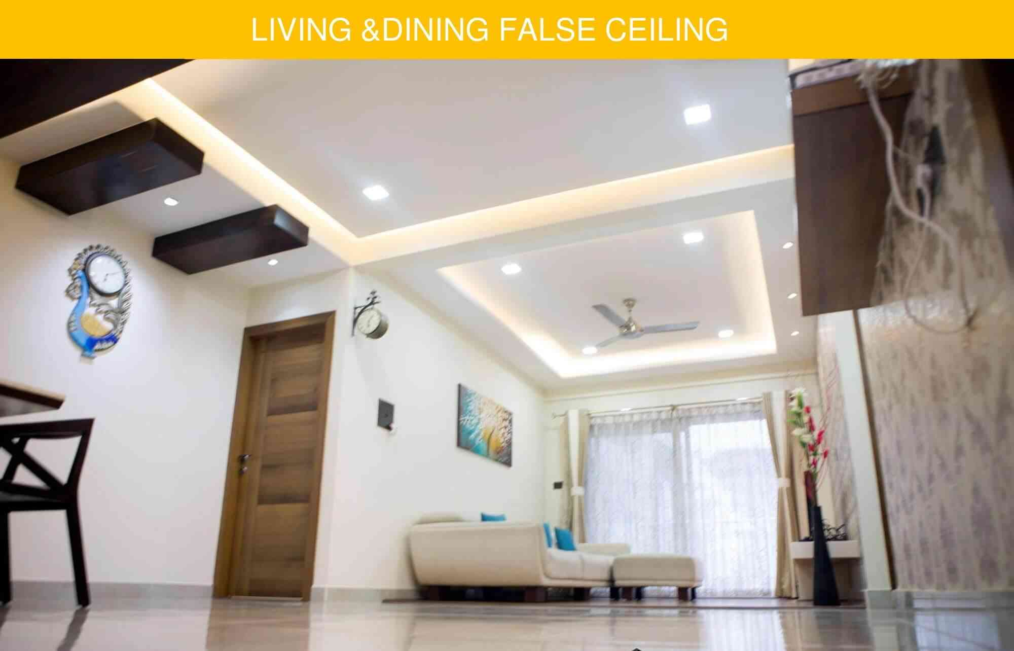 Living Room Design With Simple False Ceiling