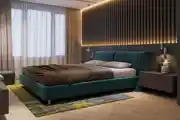 Modern Master Bedroom Design With Dark Shade Accent Wall