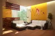 Contemporary Living Room Design With Wall Arts And Sofa