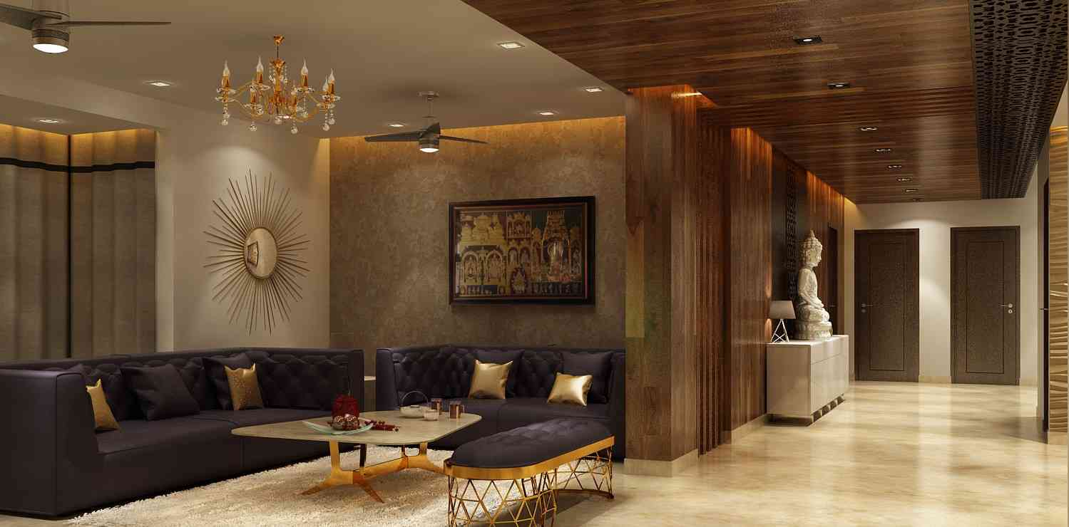 Luxury Living Room Design With Chandelier