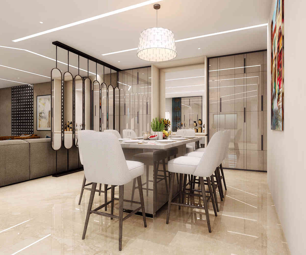Ultra Modern Dining Room With Lights