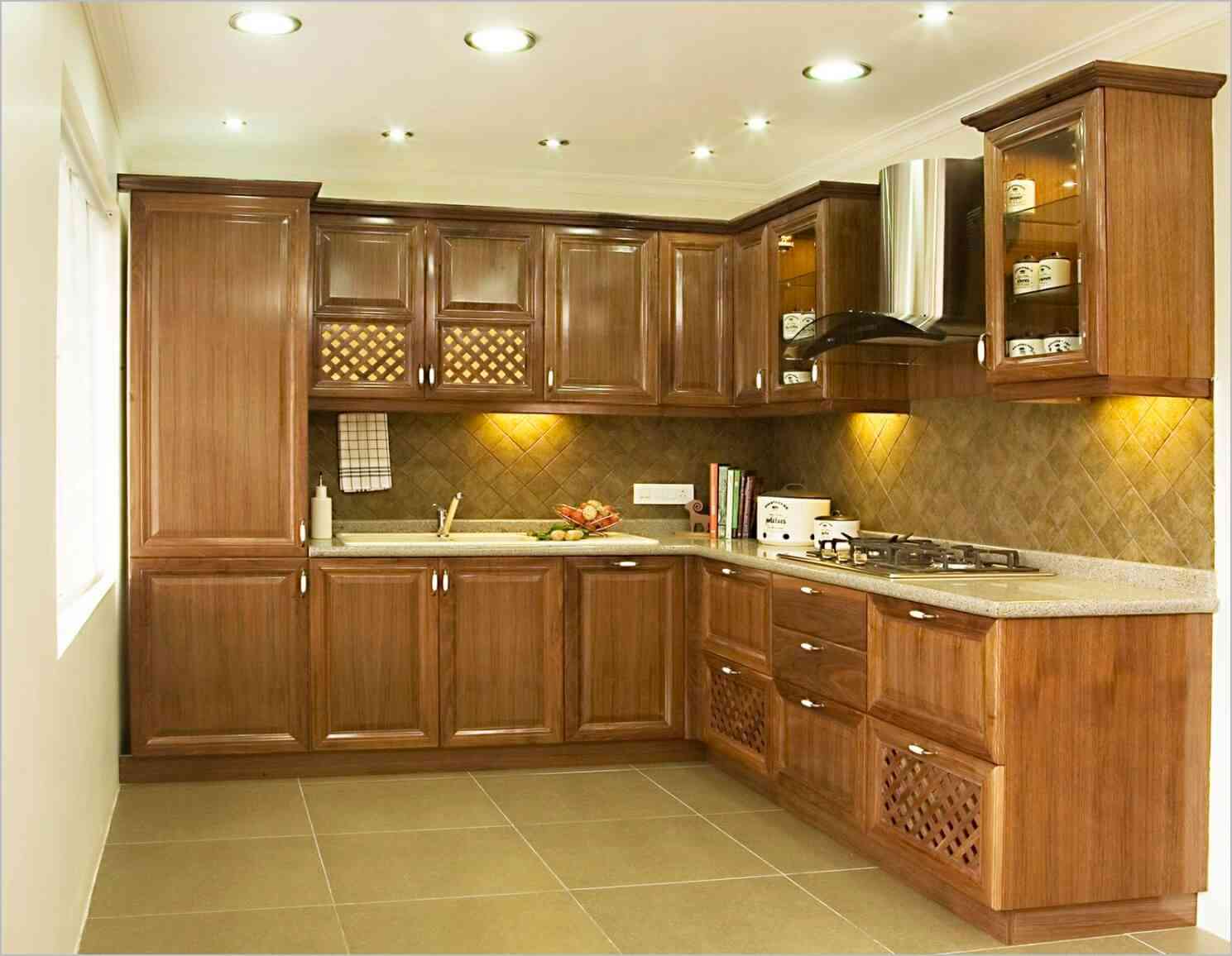 Traditional Style Wooden L-Shaped Kitchen Design