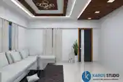Modern Living Room Design With Ceiling Wooden Pallet 