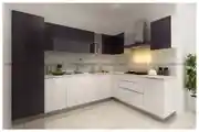 Modular L-Shaped Kitchen With Black and White Cabinets