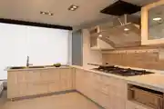 Modern Cream And White Small Kitchen Design In An L-Shaped Layout