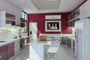 Modern U-Shape Kitchen Design With Cardinal Red Base Unit
