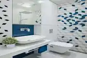 mid century apartment bathroom design