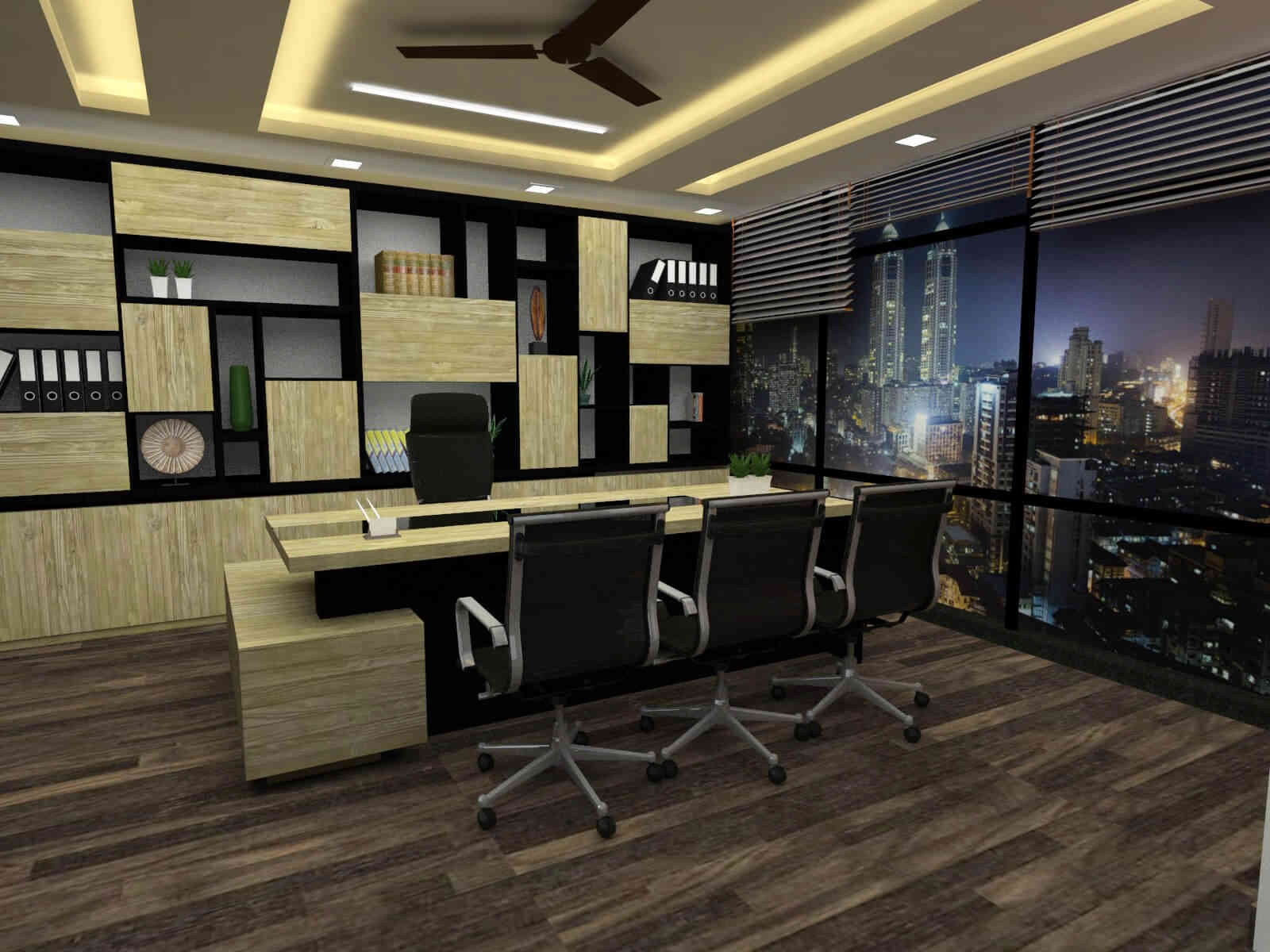 Office Cabin With Glass Wall Window View