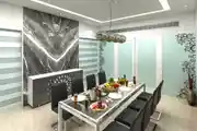 Modern Dining Room With Marble Top Wall