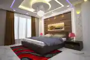 Contemporary Master Bedroom Interior With Gypsum False Ceiling