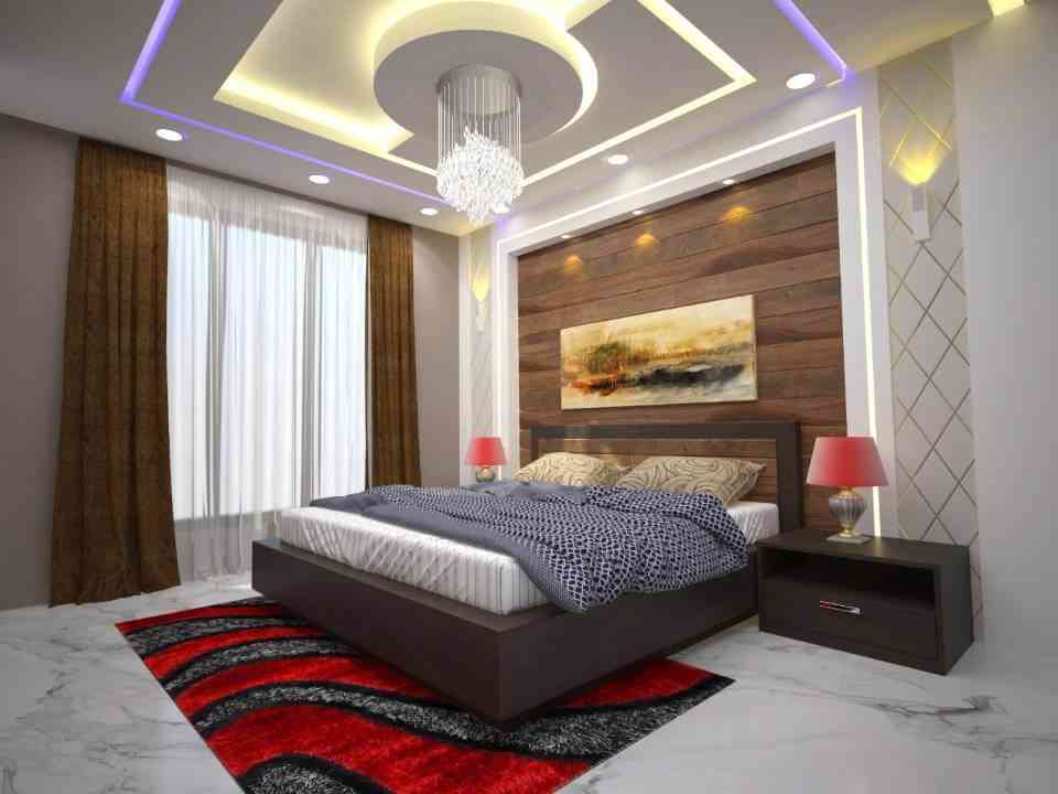 Contemporary Master Bedroom Interior With Gypsum False Ceiling By 