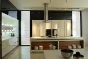 Contemporary Yellow L-Shaped Kitchen Design With Cabinet Lights