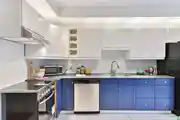 Classic Blue And White Toned L-Shaped Kitchen Design