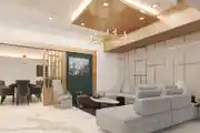 Luxurious Modern Living Room with Elegant Gold & Marble Accents
