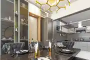 Modern Luxury Dining & Kitchen with Elegant Gold Accents