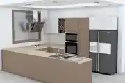 Modern Modular U-Shaped 3D Kitchen View