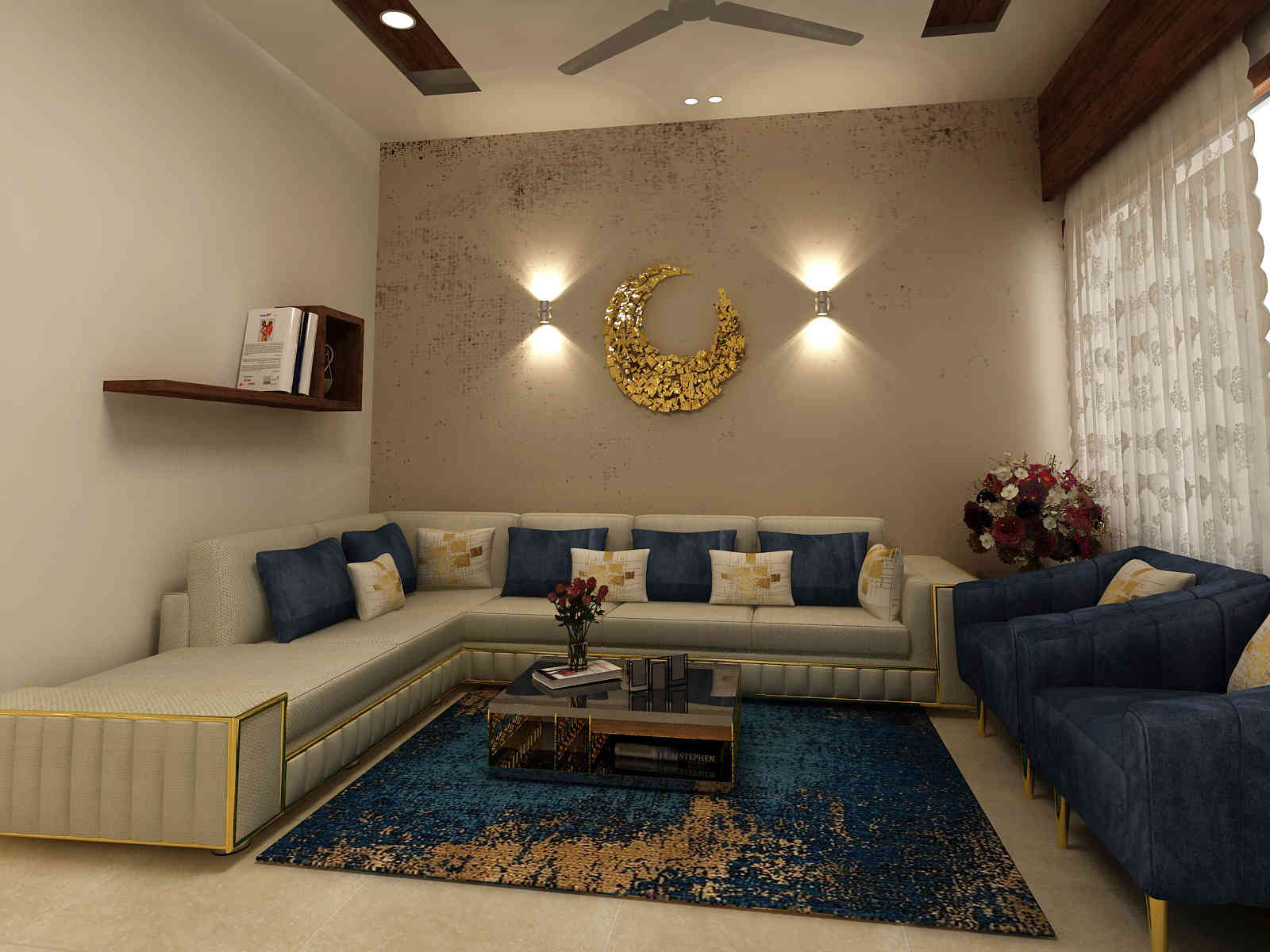 Contemporary Living Room Design With Wall Lights