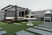 A Stunning Rooftop Escape Featuring A Modern Pergola Lounge