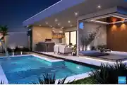 A Sleek And Luxurious Modern Villa With An Inviting Poolside Oasis