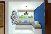 semi family lounge with wall creating interest