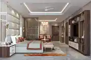 Modern Master Bedroom Design With A Grey Upholstered Bed
